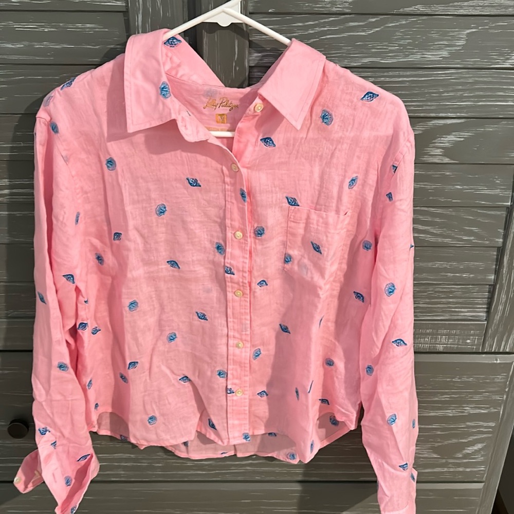 COPY - Lilly Pulitzer Corallyn Button Down, pink, M, NWT